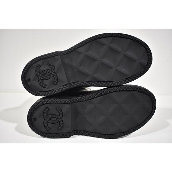 Chanel REV Black White Caoutchouc CC Logo High Pull On Rubber Rain Boots 41 - Picture 12 of 12